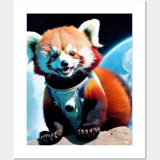 Happy Red Panda Spaceman Artwork Posters and Art